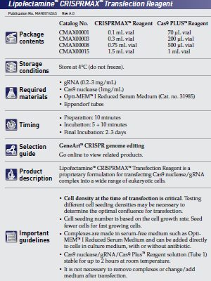 Invitorgen_Lipofectamine™ CRISPRMAX™ Transfection Reagent