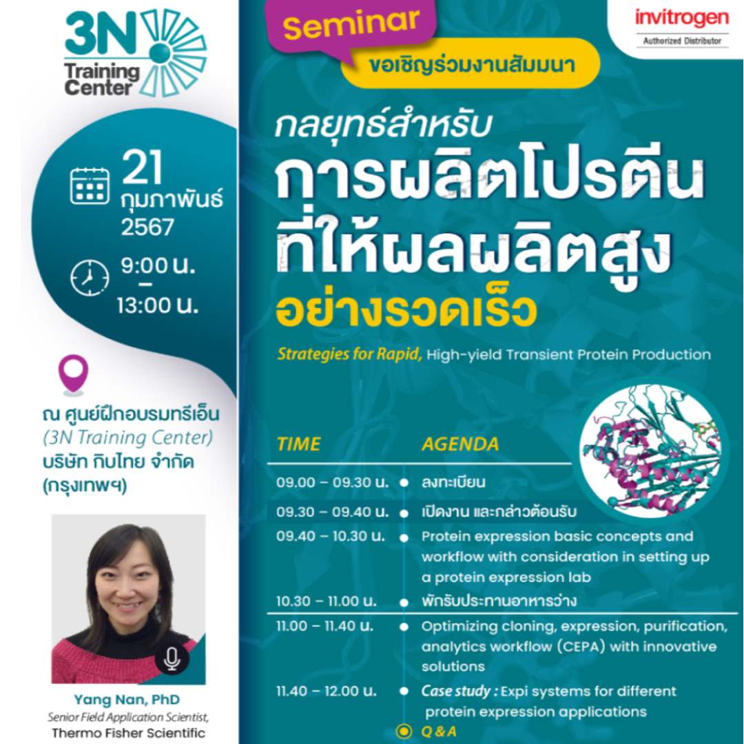 “กลยุทธ์สำหรับการผลิตโปรตีนที่ให้ผลผลิตสูงอย่างรวดเร็ว” Strategies for Rapid, High-yield Transient Protein Production