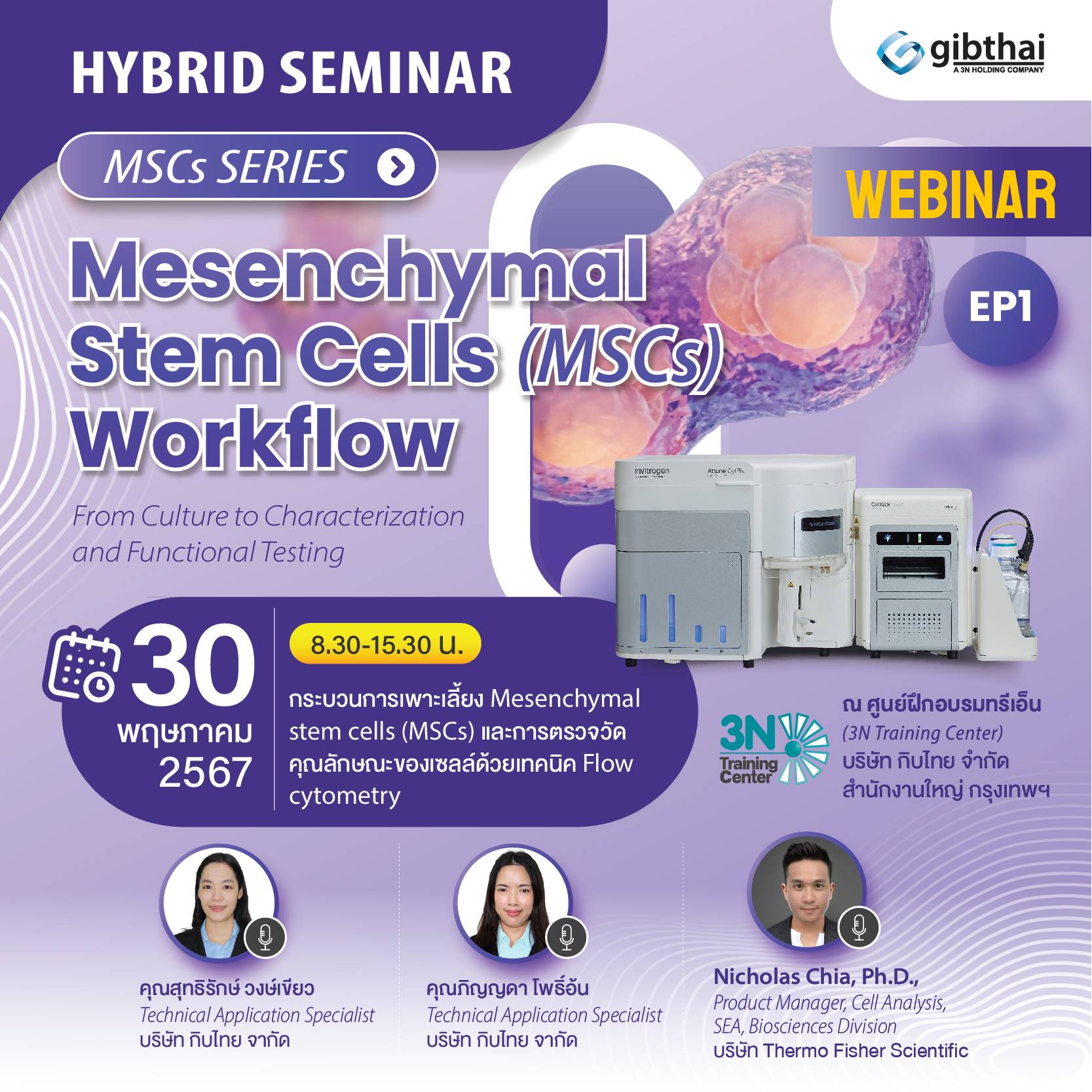 กระบวนการเลี้ยง Mesenchymal stem cells (MSCs) และการตรวจวัดคุณลักษณะของเซลล์ด้วยเทคนิค Flow cytometry  